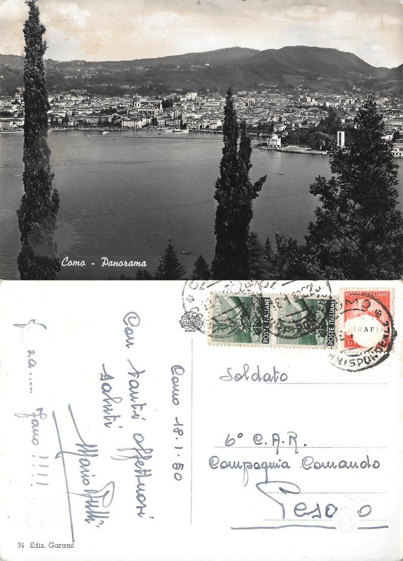 Como. Panorama. Viaggiata 1950