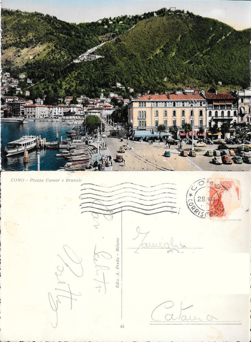 Como Piazza Cavour e Brunate. Viaggiata