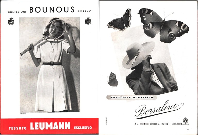 Confezioni Bounous Torino / Borsalino. Pubblicità 1942