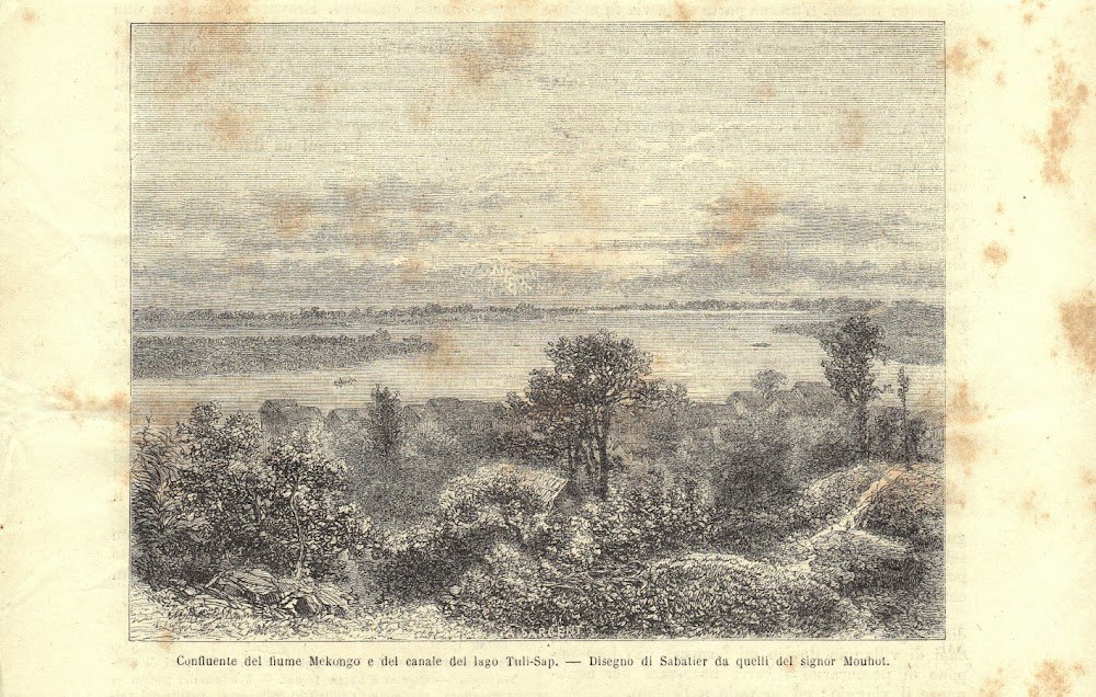 Confluente del fiume Mekongo e del canale del lago Tuli-Sap. …