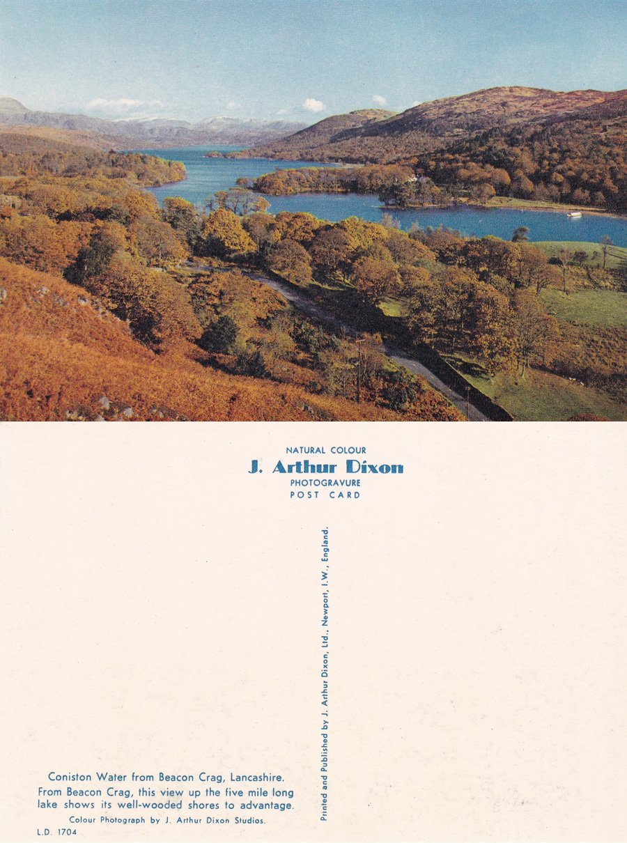 Coniston Water from Beacon Crag. Lancashire. Non viaggiata