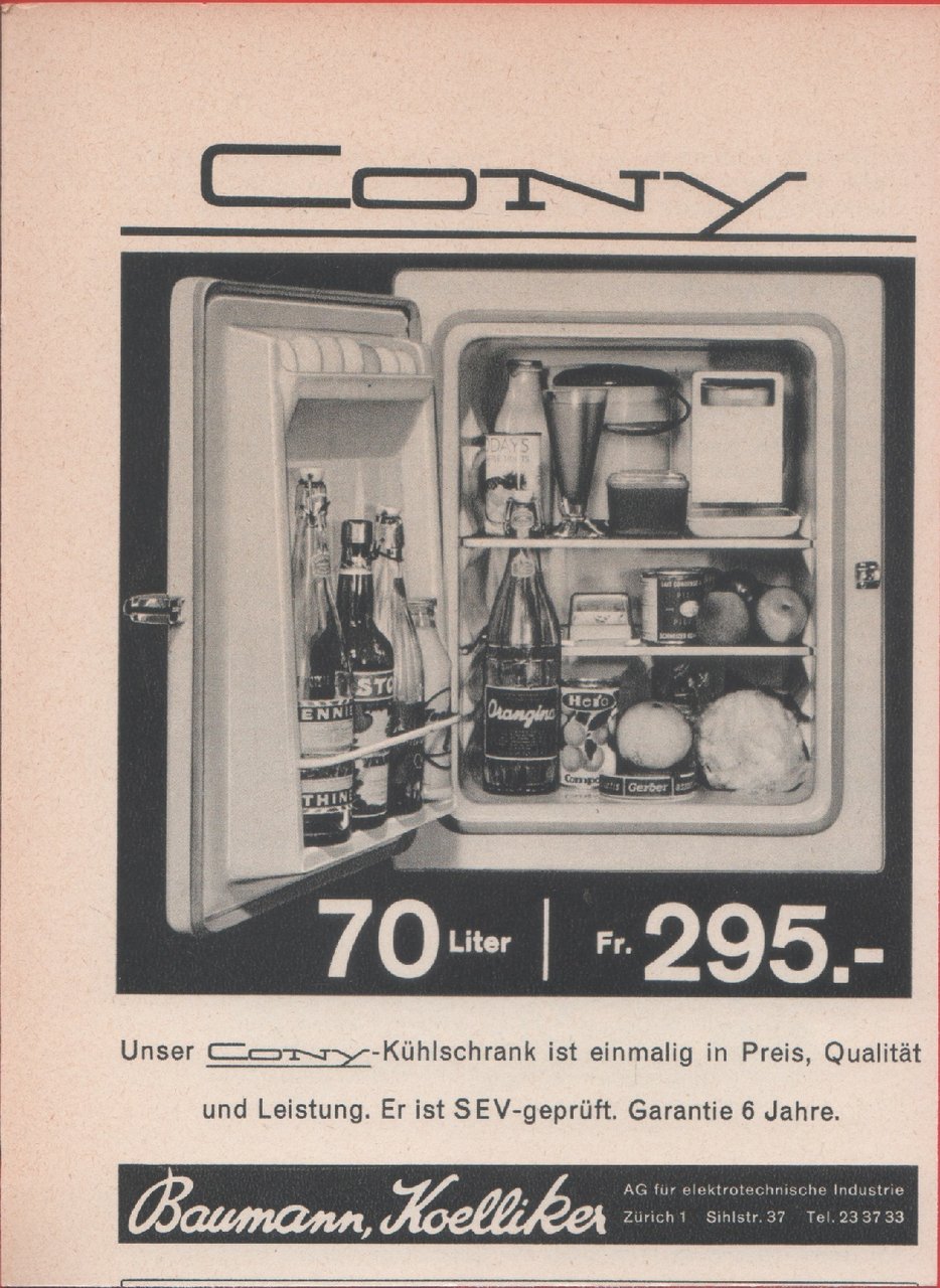 Cony frigorifero. Advertising 1958