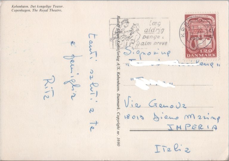 Copenhagen. The Royal Theatre. Viaggiata 1980