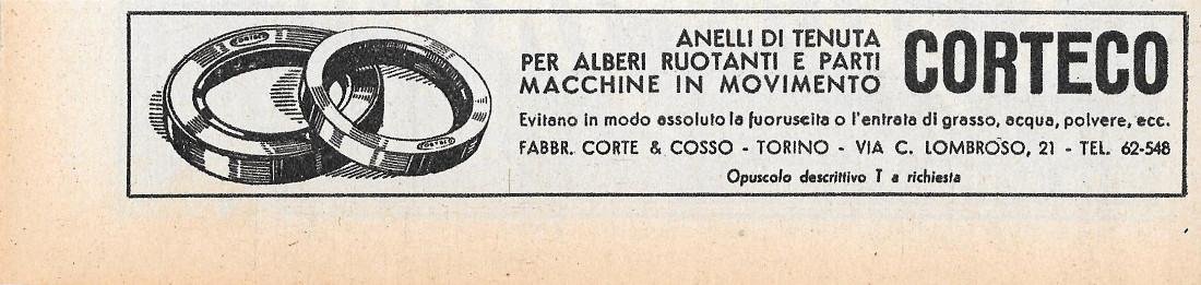 CORTECO anelli di tenuta per alberi rotanti. Advertising 1947