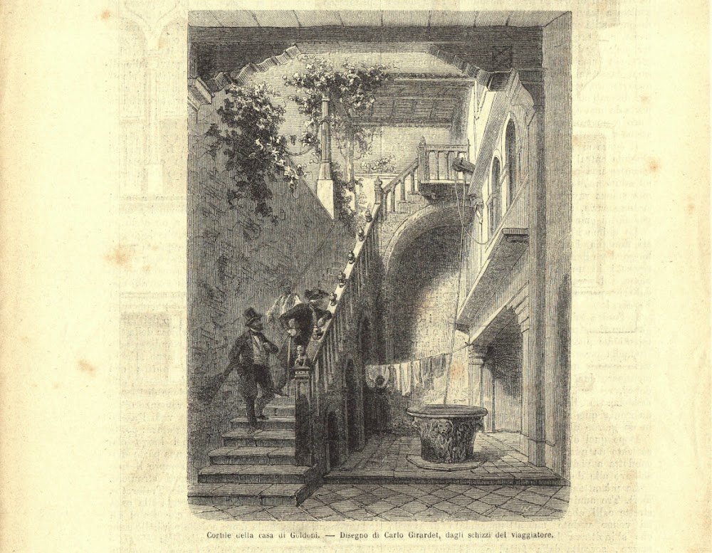 Cortile della casa di Goldoni. Stampa 1863.