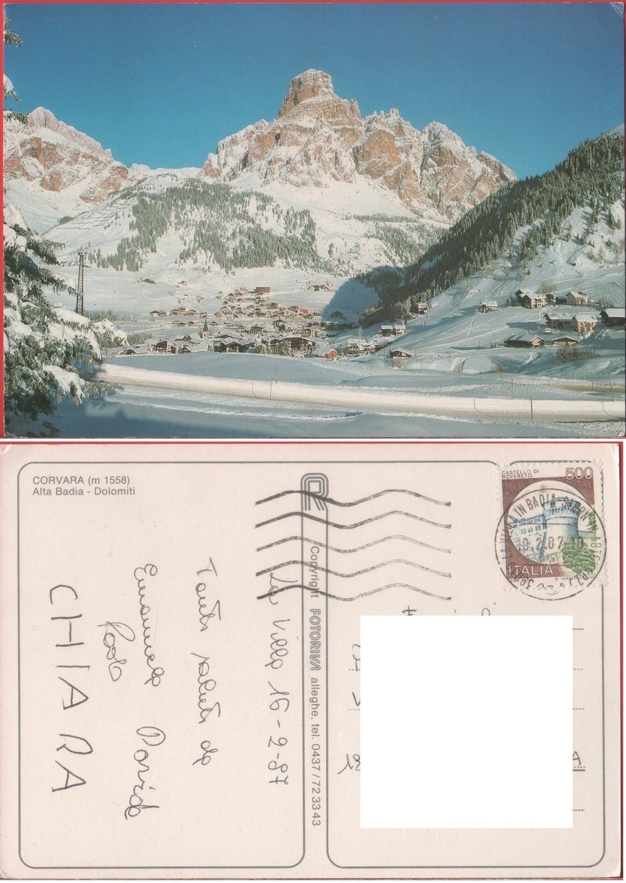 Corvara. Alta Badia. Viaggiata 1987