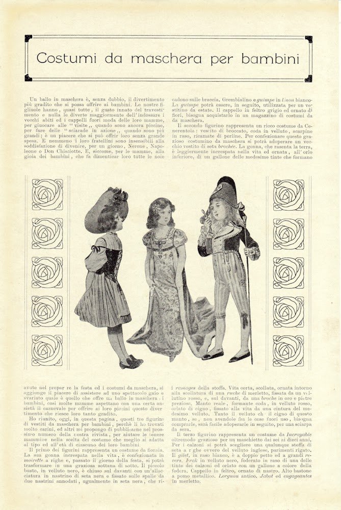 Costumi da maschera per bambini/Le nostre bambine. Immagine 1913.