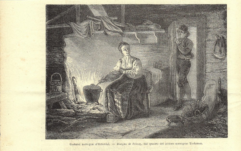 Costumi norvegesi d'Hitterdal. Stampa 1863.