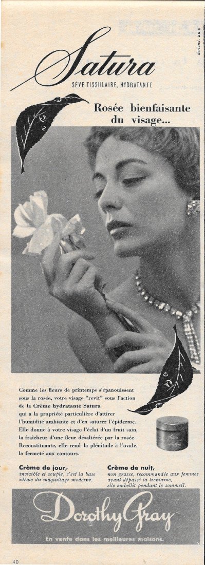 Crème Satura by Dorothy Gray- Advertising 1955