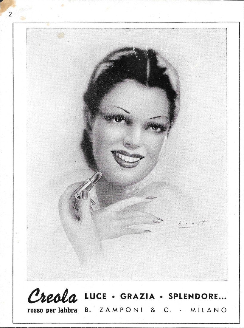 Creola rosso per labbra - Advertising 1939