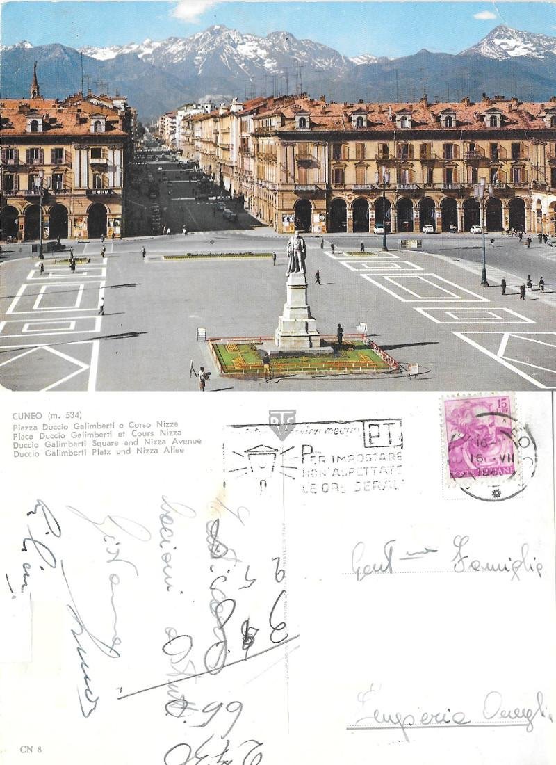 Cuneo. Piazza Duccio Galimberti e corso Nizza. Viaggiata 1966