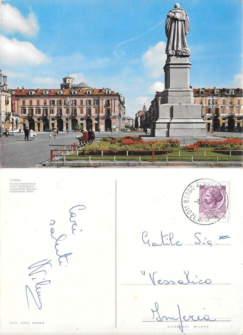 Cuneo. Piazza Galimberti. Viaggiata 1989