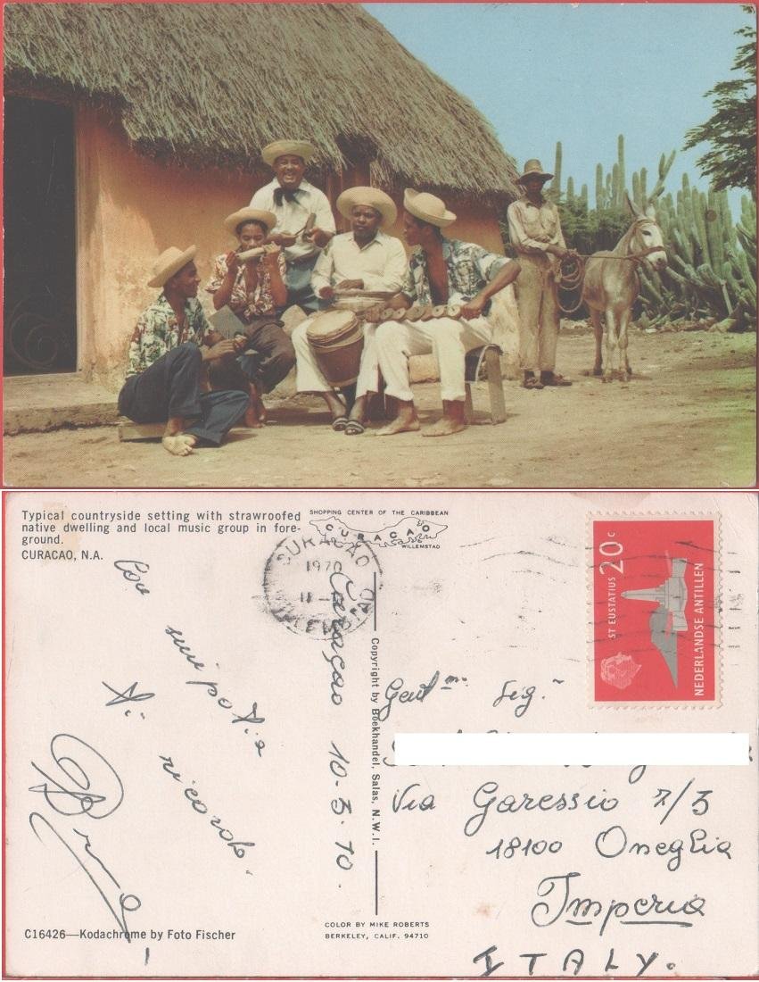 Curacao. Local music group . Viaggiata 1970