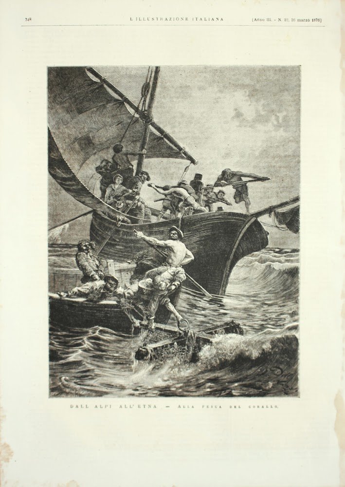 Dall'Alpi all'Etna. Alla pesca del corallo. Stampa 1876