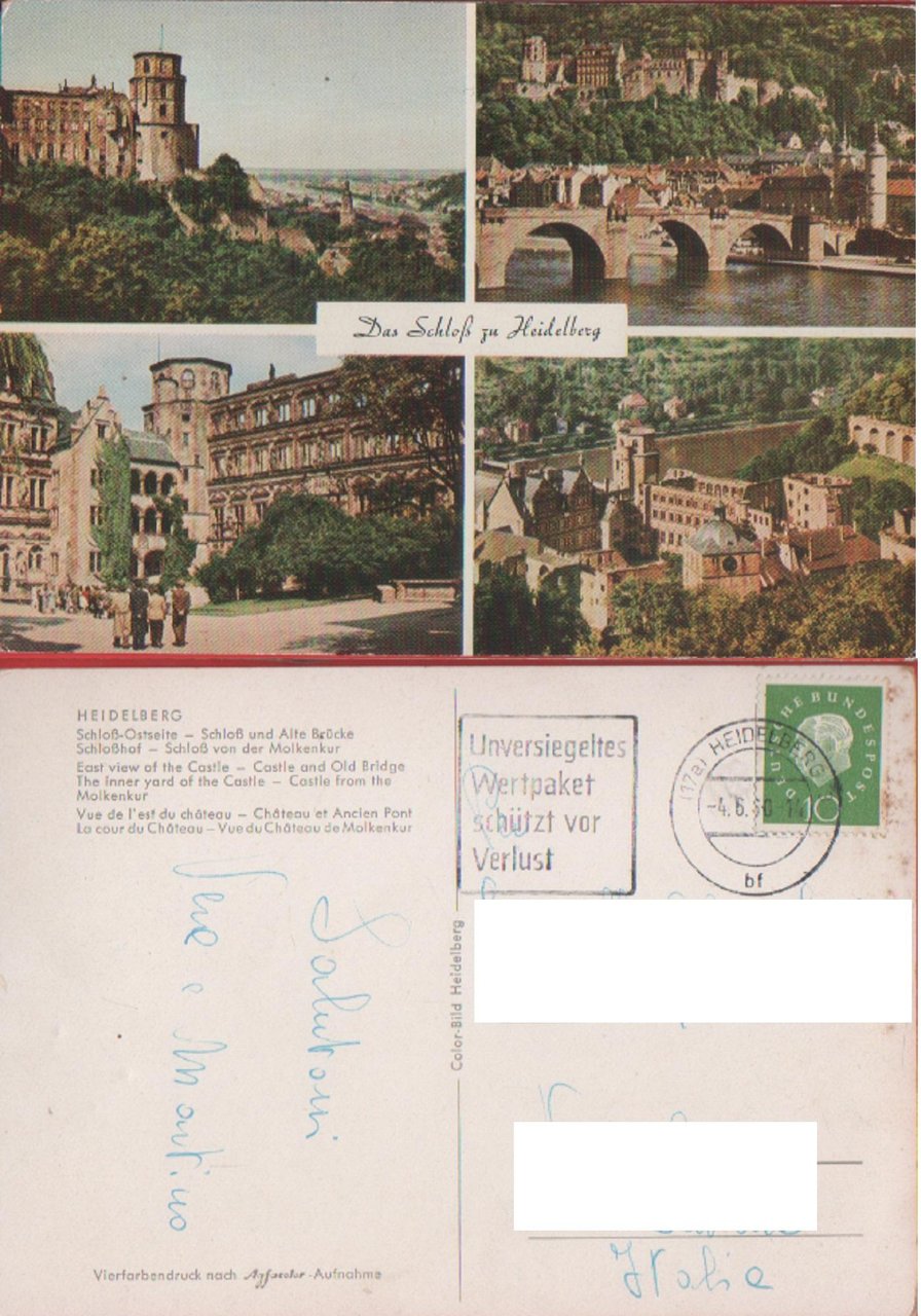 Das Schlof zu Heidelberg. Viaggiata 1960