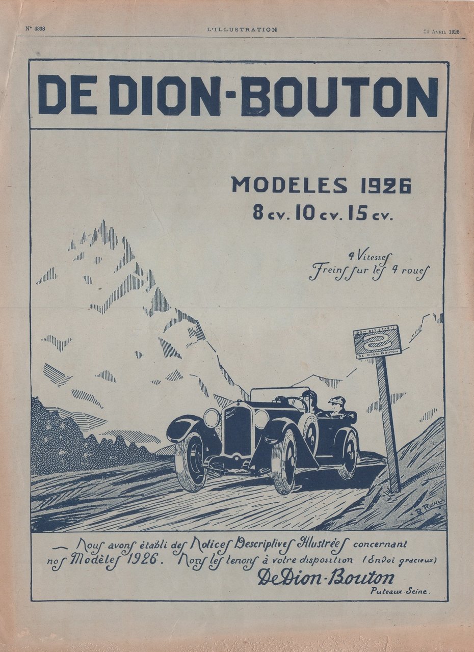 De Dion-Bouton modeles 1926 Advertising 1926