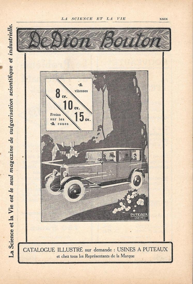 De Dion Bouton. Pubblicità 1926
