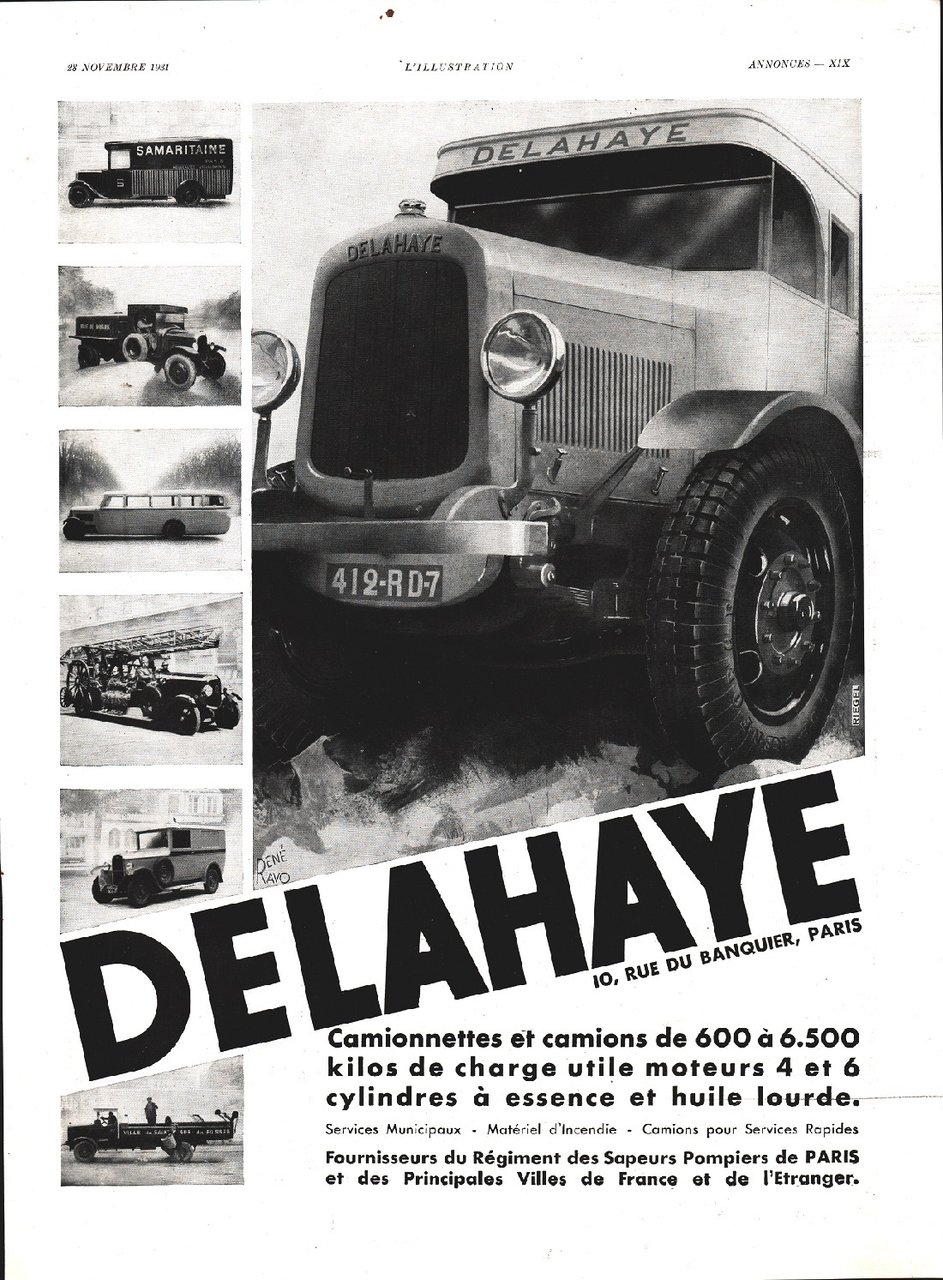 Delahaye camionettes et camion/Philips. Advertising 1932