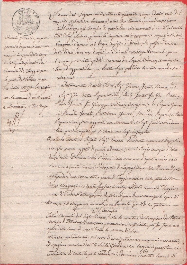Delibera spese legali su carta bollata 30 cent. Comune di …