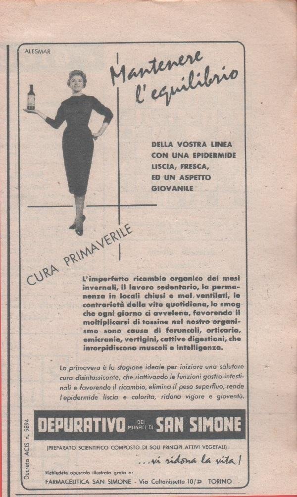Depurativo San Simone. Pubblicità 1958