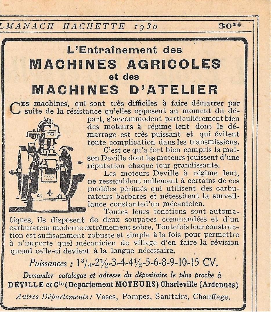 Deville Moteurs, Charleville (Ardennes). Pubblicita 1930