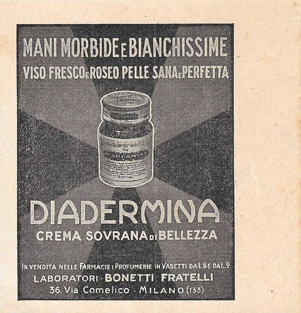 Diadermina. Mani morbide e bianchissime. Advertising 1933