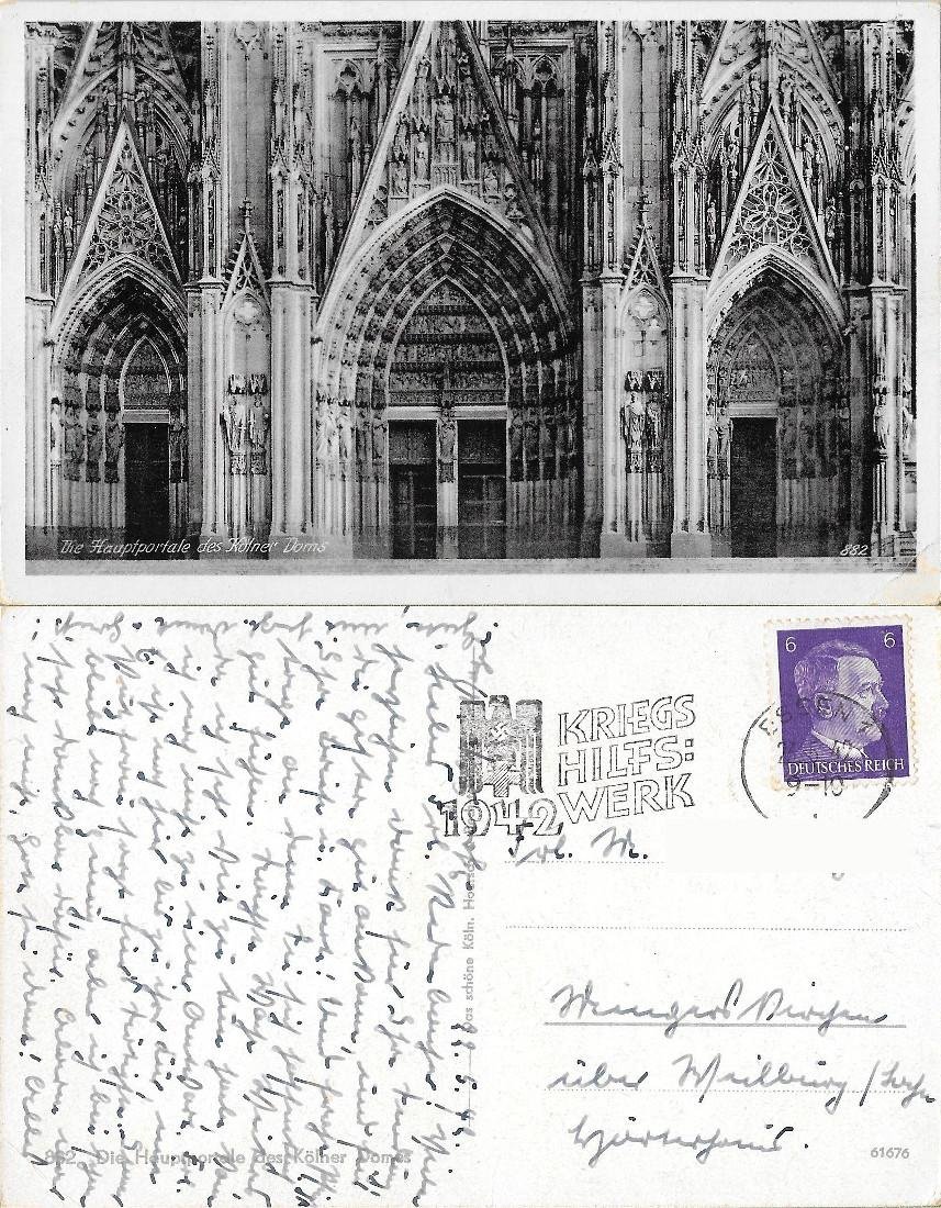 Die Haupfportale des Kölner Doms. Viaggiata 1942