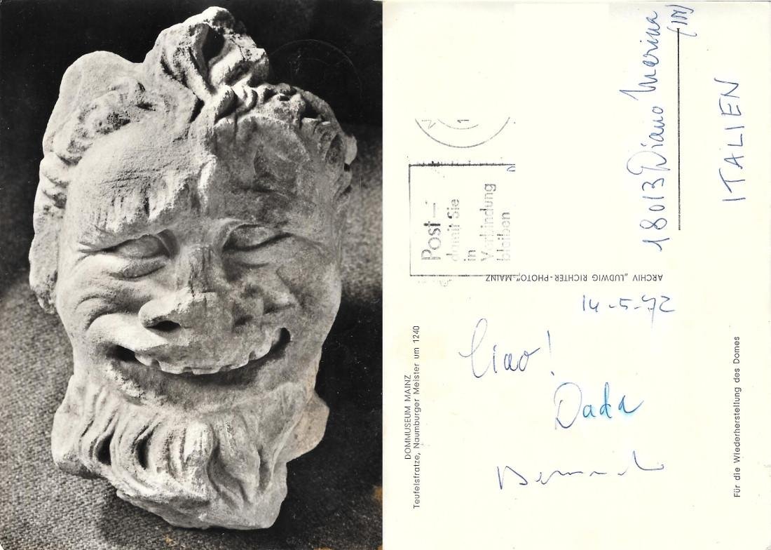 Dommuseum Mainz. Teufelsfratze Naumburger Meister um 1240. Viaggiata 1972