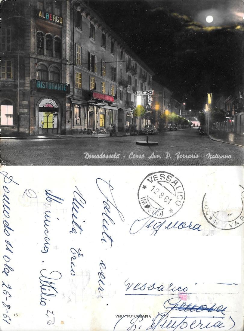 Domodossola. Corso Avv. P. Ferraris. Notturno. Viaggiata 1961