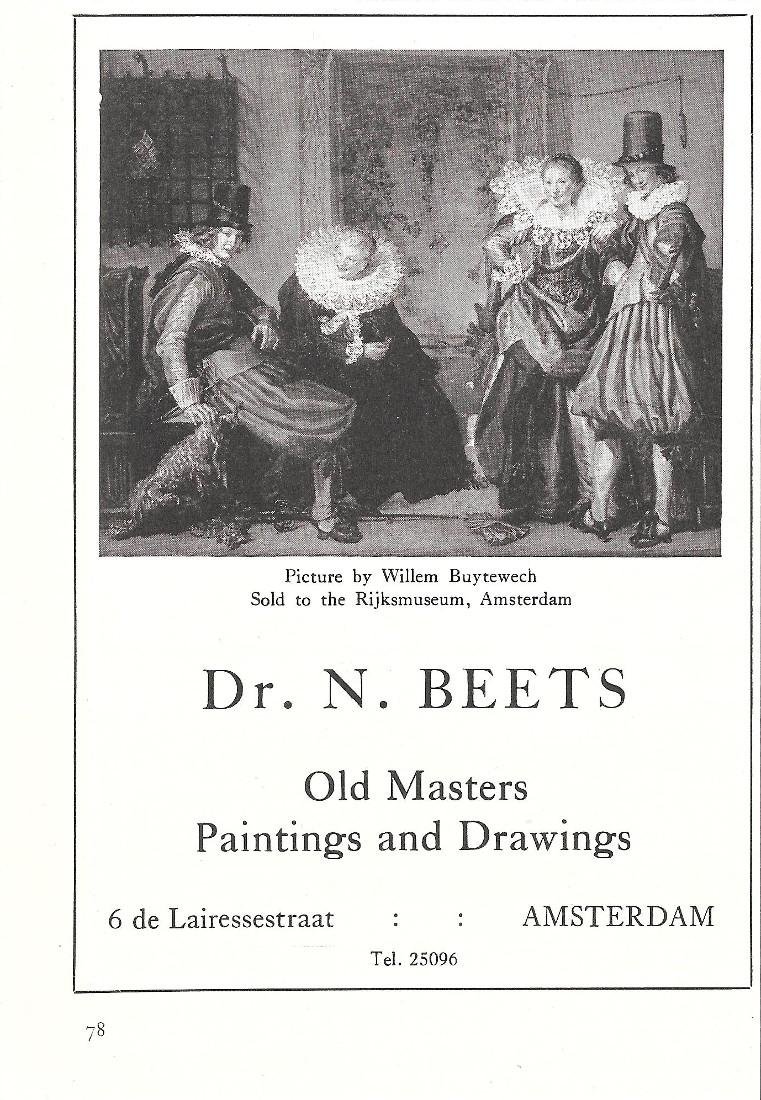 Dr. N. Beets, Amsterdam. Old masters, Paintings and Drawings. Pubblicita …