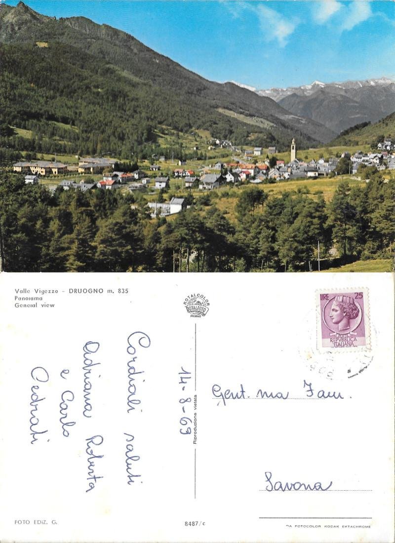 Druogno. Val Vigezzo. Viaggiata 1969
