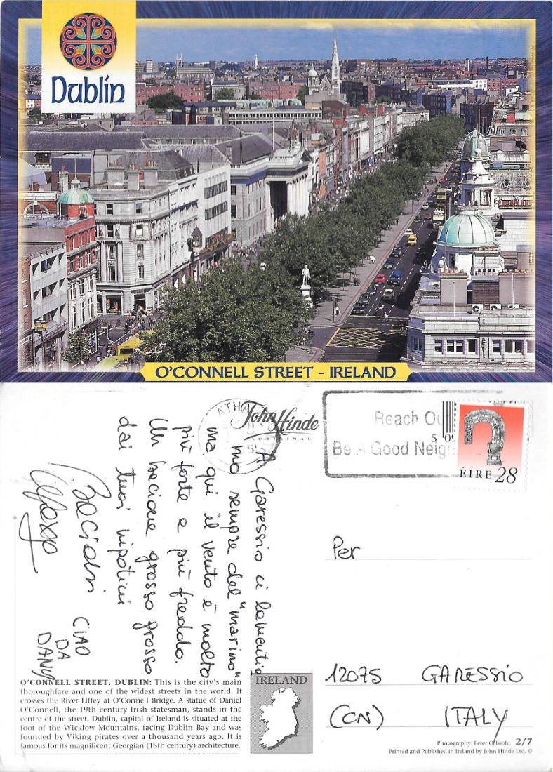 Dublin. O'Connell Street. Viaggiata 1996