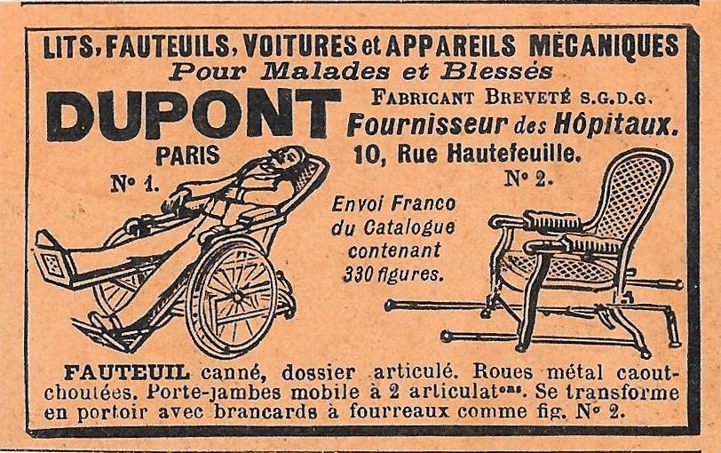 Dupont. Lits, fauteuils, voitures et appareils mecaniques pour malades Advertising … | Immagine principale