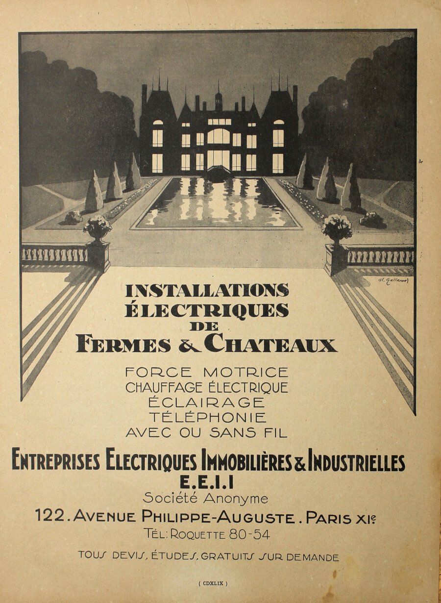 EEII. Entreprises Elctriques Immobilieres &amp; Industrielles. Advertising 1927