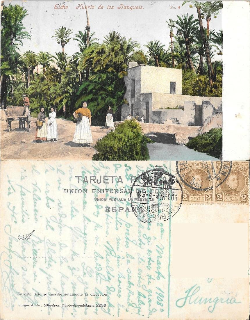 Elche. Huerto de los Banquets. Viaggiata 1908