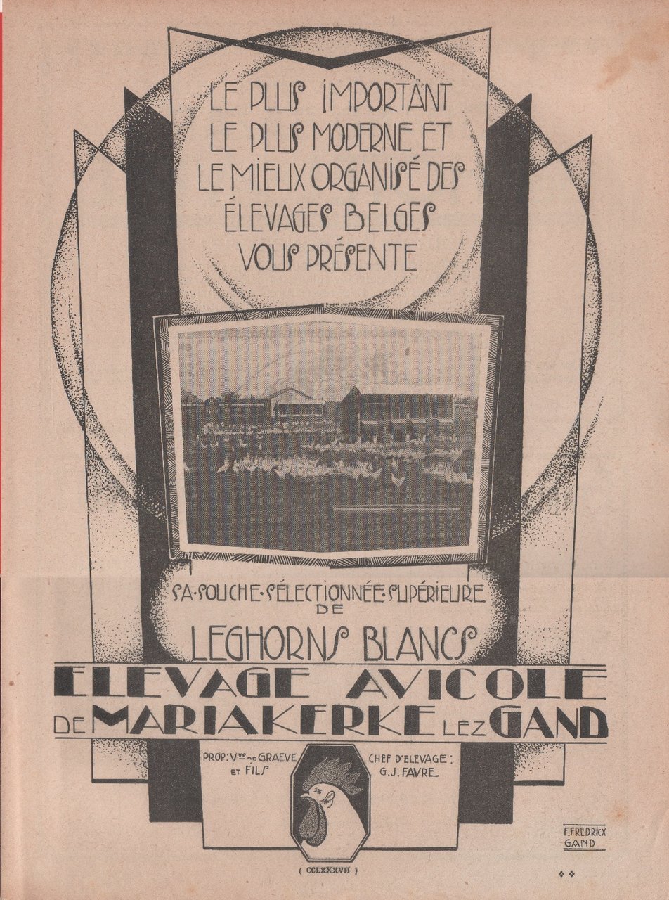 Elevage avicole de Marakerke lez Gand. Advertising 1928
