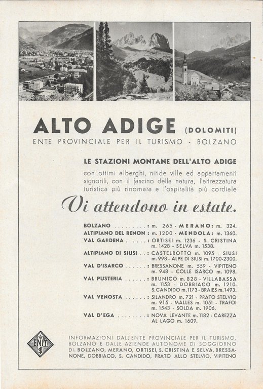 ENIT Riviera di Genova - ENIT Alto Adige - Advertising …