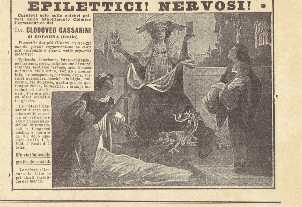 Epilettici, nervosi curatevi con le polveri del cav. Clodoveo Cassarini. …