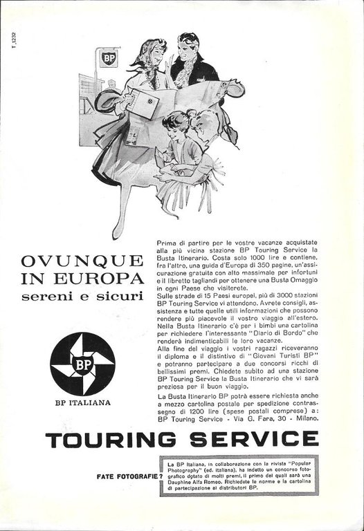 Erbaplast. Cerotto adesivo / BP Touring Service. Advertising 1961 fronte/retro