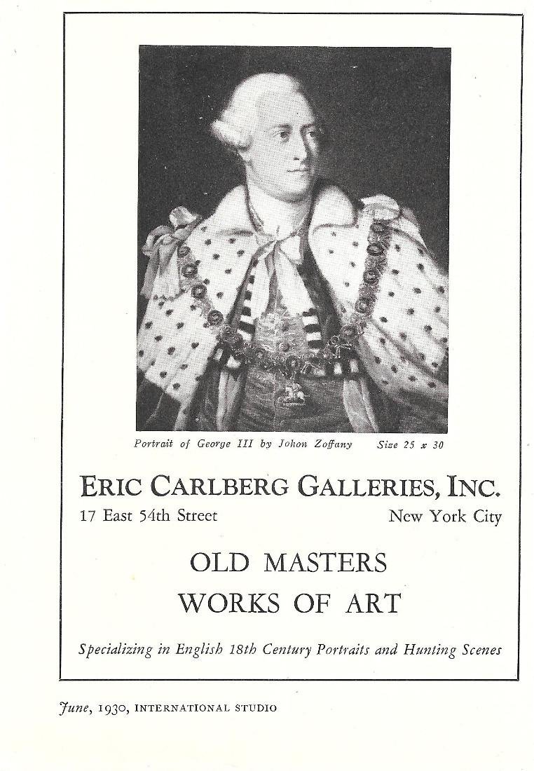 Eric Calberg Galleries Inc., New York. Pubblicita 1930
