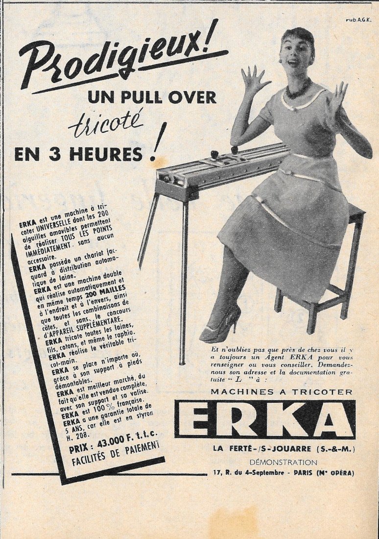 Erka machines a tricoter - Advertising 1955