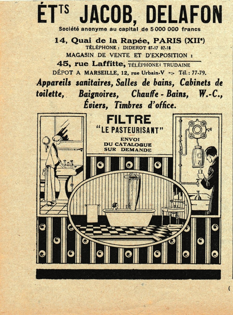 Et.ts Jacob, Delafont. Appareils sanitaires, salles da bains.... Advertising 1926