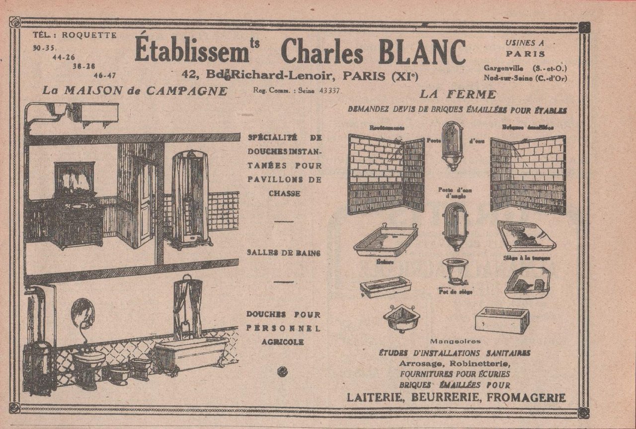 Etablisse.ts Charles Blanc. Advertising 1924