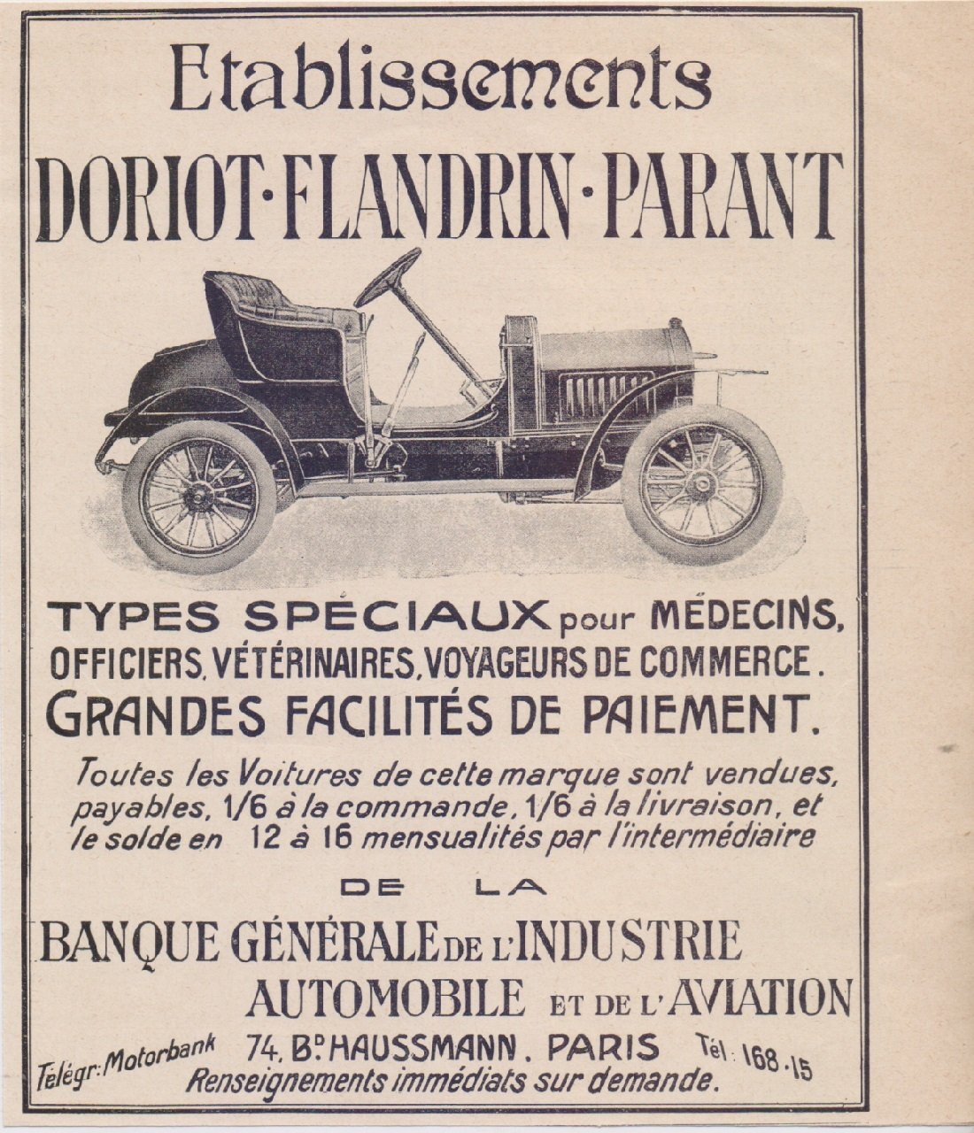 Etablissements Doriot-Flandrin-Parant. Advertising 1910