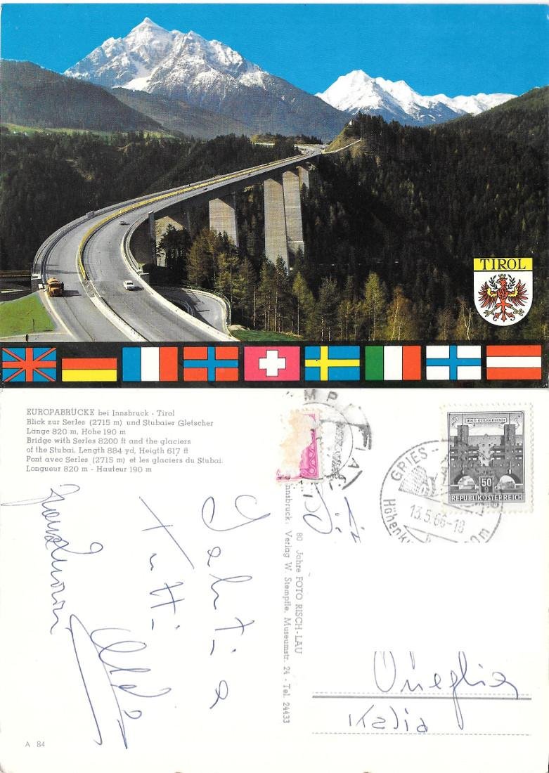 Europabrucke bei Innsbruck. Viaggiata 1966