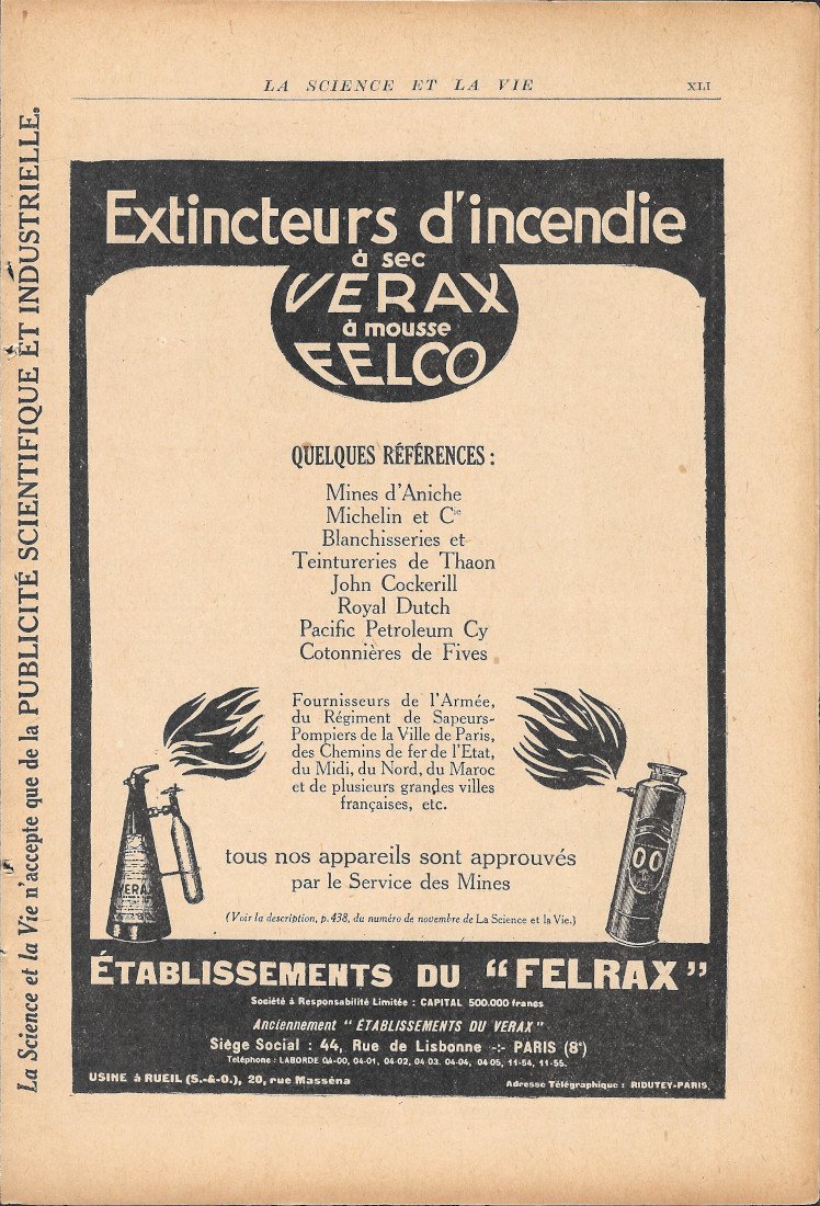 Extincteurs d'incendie Verax Felco - Advertising 1928