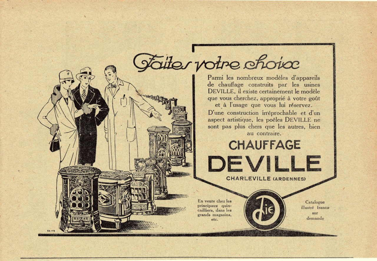 Faites votre choix, Le chauffage Deville. Advertising 1926