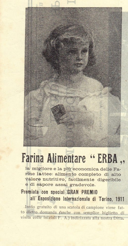 Farina alimentare Erba. Advertising 1913