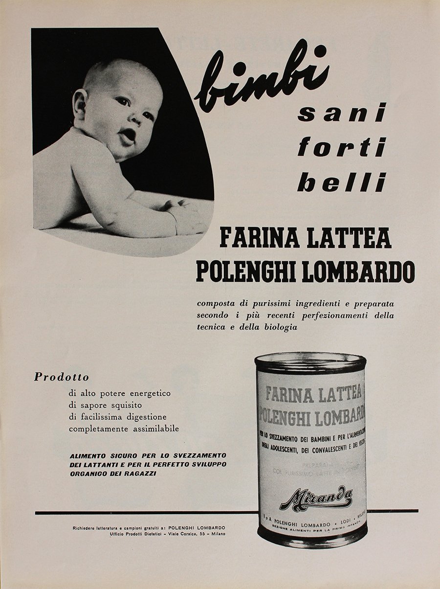 Farina lattea Polenghi Lombardo. Advertising 1960