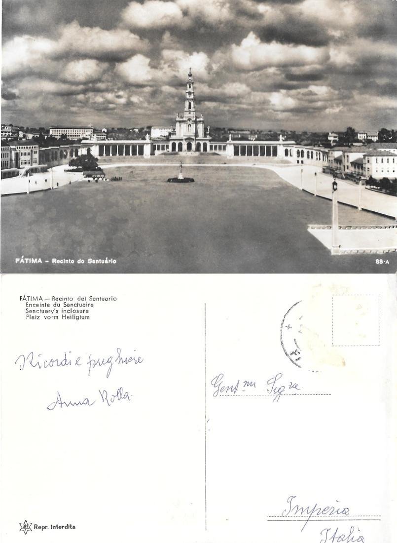 Fatima. Recinto del Santuario. Viaggiata